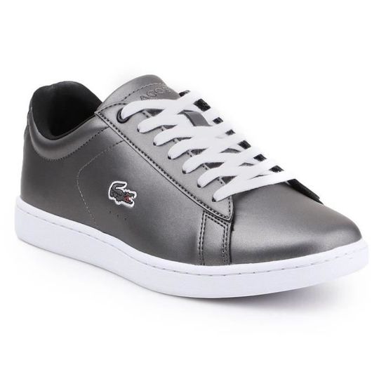 Chaussures LACOSTE Carnaby Evo 317 Argent Femme Adulte Blanc Cdiscount Sport