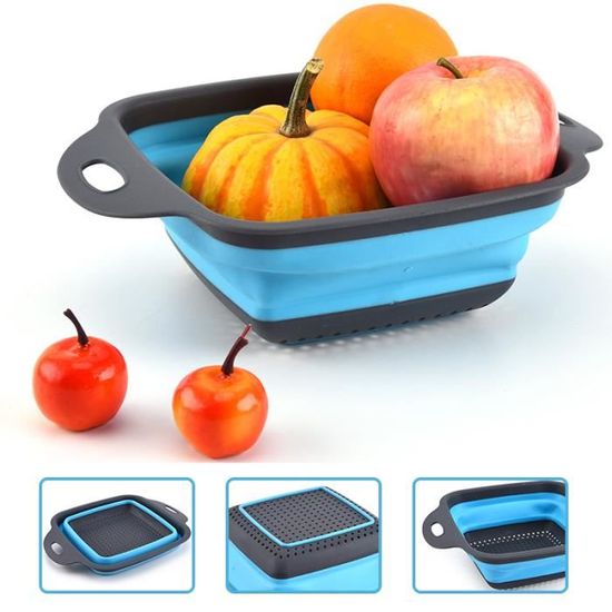 SANOU Panier Égouttoir Évier Multifonction – Passoire Cuisine Gris – Anti-Bouchon – Égouttage Fruits, Pâtes & Vaisselle