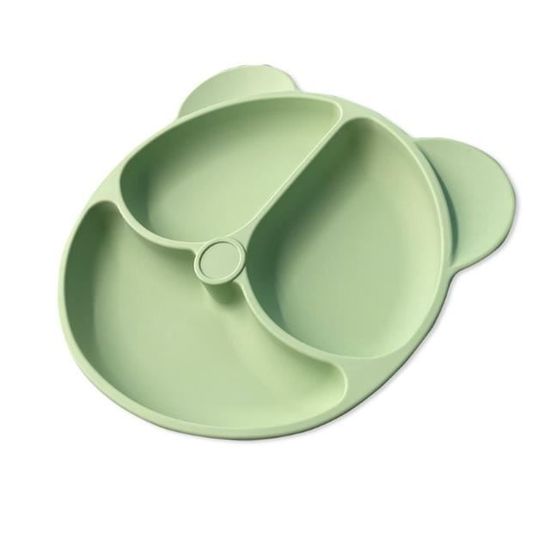 Cuillere Bebe 1er Age PandaEar Set D'assiettes Séparées Bébé En Silicone Avec Ventouses - 2 Assiettes + 4 Couverts, Sans BPA Assiettes Bébé Silicone