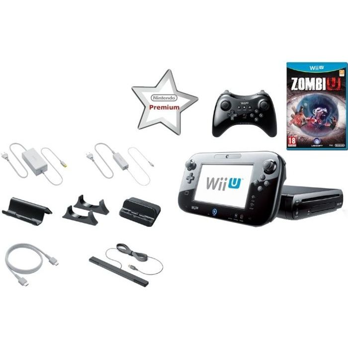 Console Wii U Premium Zombi U Pack Noir - Nintendo - 32 Go - Jeu Zombi U - Télécommande Wii U Pro noire