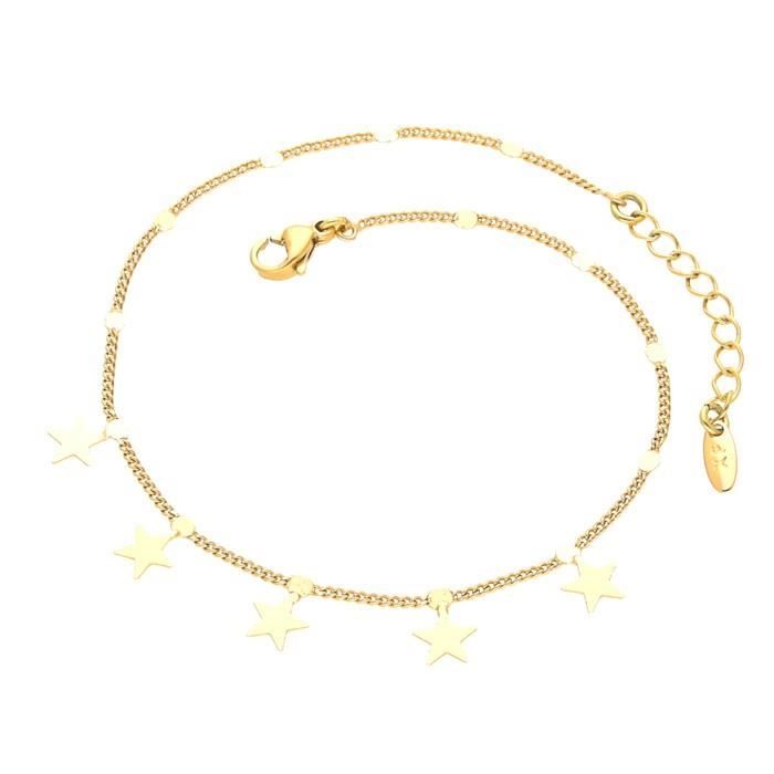 Chaîne Bracelet de Cheville Pampilles étoile Plaqué Or Jaune 750/1000