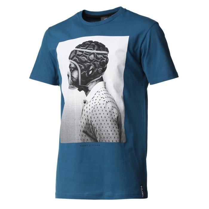 RUGBY DIVISION - Tee shirt manches courtes BULLDOG bleu canard