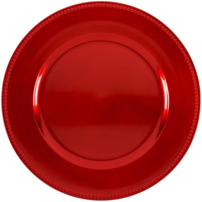 ABS T1904301-RX lot de 6 dessous d'assiettes en pp effet perle d33cm - Rouge