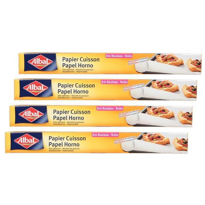 ALBAL Lot de 4 rouleaux de papier cuisson - 8 m