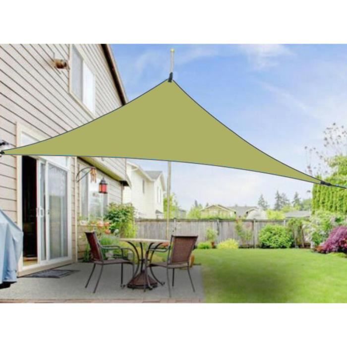 Voile d'ombrage triangulaire 4X4X4m polyester déparlent anti UV 140 gr/m2,vert