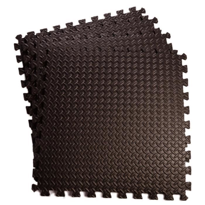 12 pcs Dalle EVA de sol Tapis Protection de Gymnastique anti-choc Tapis de sol à combinaison tapis de sport - 30.5*30.5cm noir