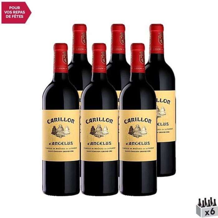 Château Angélus Le Carillon de l'Angélus Rouge 2018 - Lot de 6x75cl - Vin Rouge de Bordeaux - Appellation AOC Saint-Emilion Grand Cr