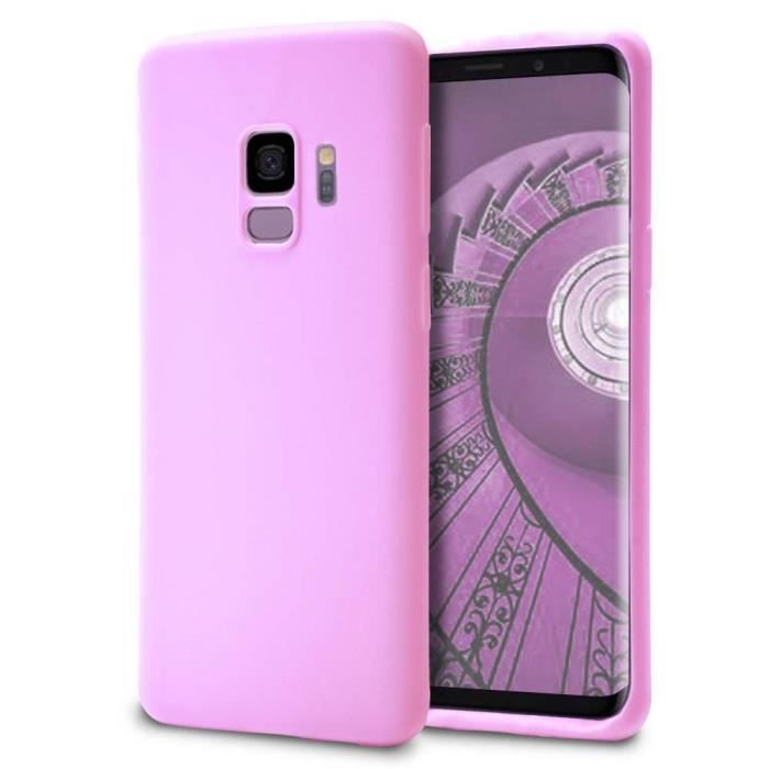 Bumper Coque pour Samsung Galaxy S9+ Case Mât Caoutchouc Slim Rose
