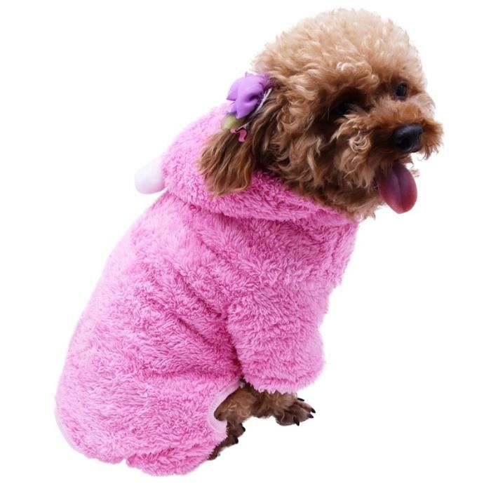 Manteau Blouson,Hiver chien polaire vêtements animal de compagnie chaud Costume manteau pour petits chiens vêtements - Type Rose-XL