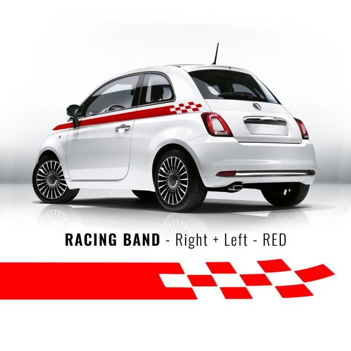 Bandes Adhésives à Damier pour Fiat 500 Côtés, Rouge
