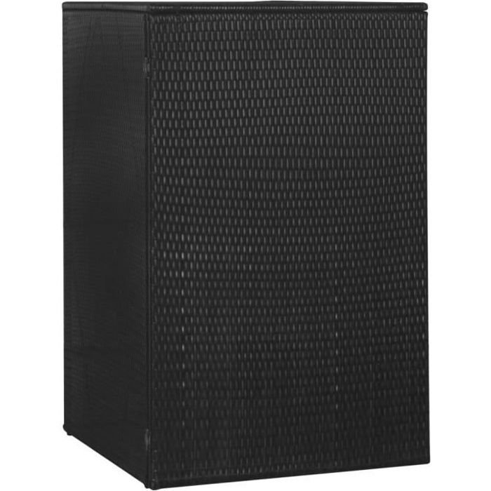 CEN Abri de poubelle simple Noir 76x78x120 cm Résine tressée