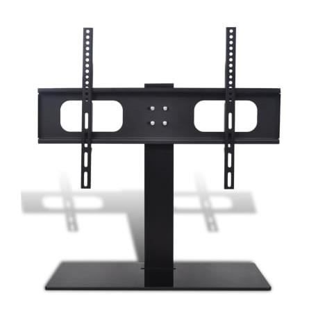 Pied TV sur Socle Meuble TV Design en Verre Trempé Support TV Pivotant à Téléviseur de 32 à 70 Pouces Noir HB051 -BOT A