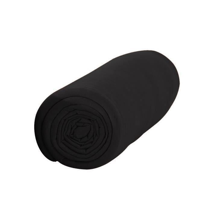 TODAY Drap housse jersey 100% coton - 140x190 cm - Réglisse (Lot de 2)