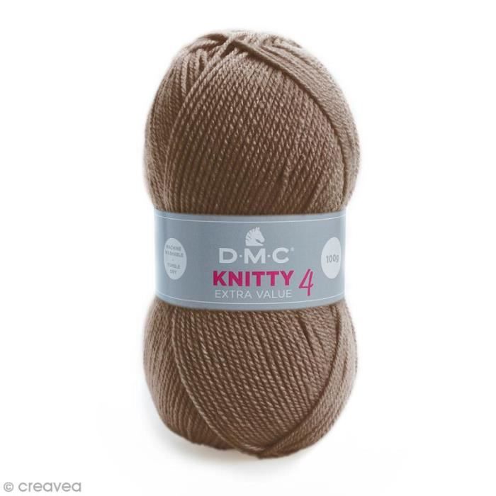 Laine Knitty 4 DMC - 100 g Laine Acrylique Knitty 4, de DMC :Coloris: Marron taupe 927Matière : 100 % acrylique Poids : 100 g