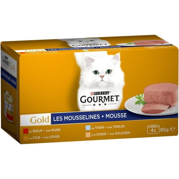 GOURMET Pâtée Gold mousseline pour chat - 4 x 85g