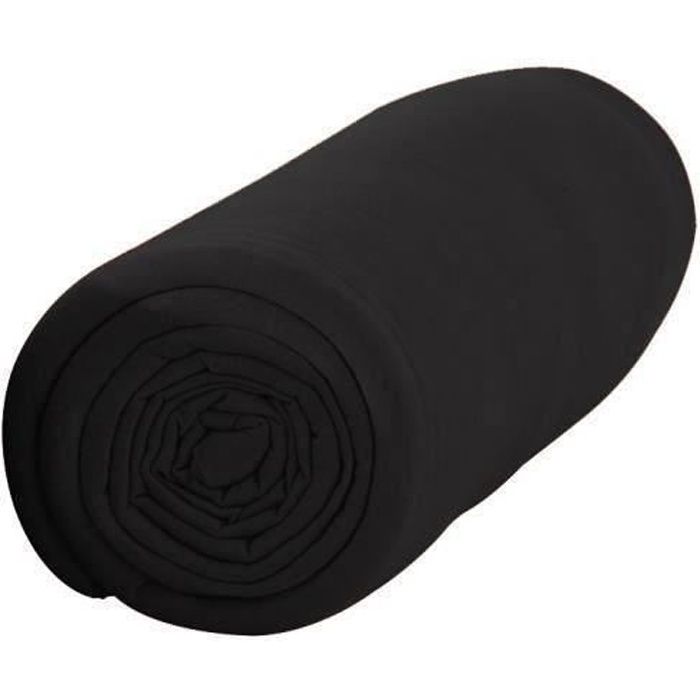 TODAY Drap Housse 140X190 2 personnes Jersey uni noir JERSEY TODAY