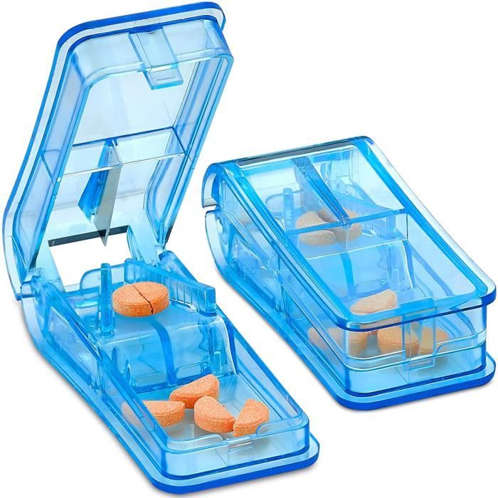 Coupe-Comprimés - Séparateur de Comprimés pour Fendre vos Pilules et Transporter vos Médicaments – 2PC Bleu