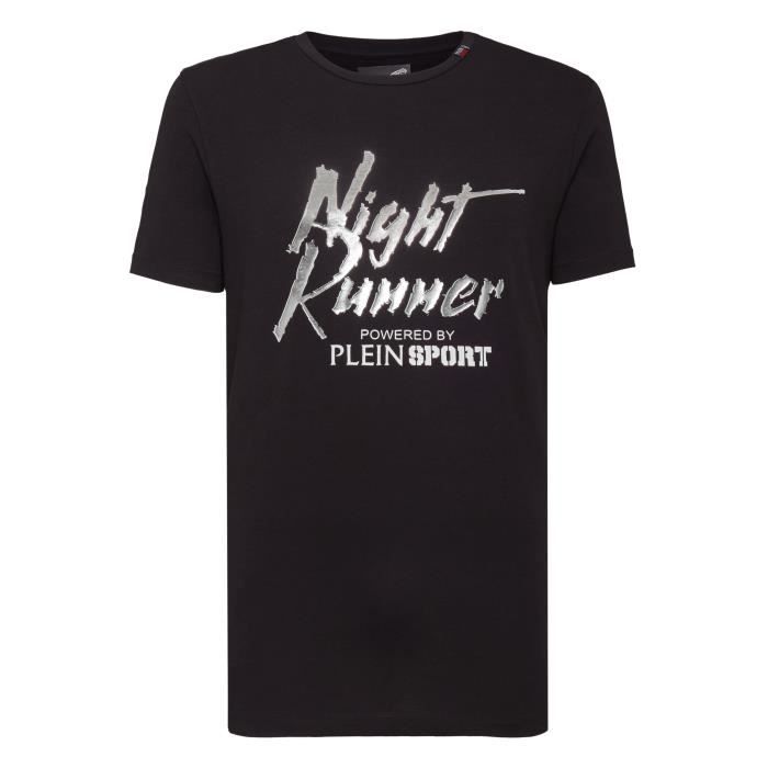 PLEIN SPORT Tshirt - Black - For Men - édition -Night Runner- - Référence : MTK2743SJY001N0270