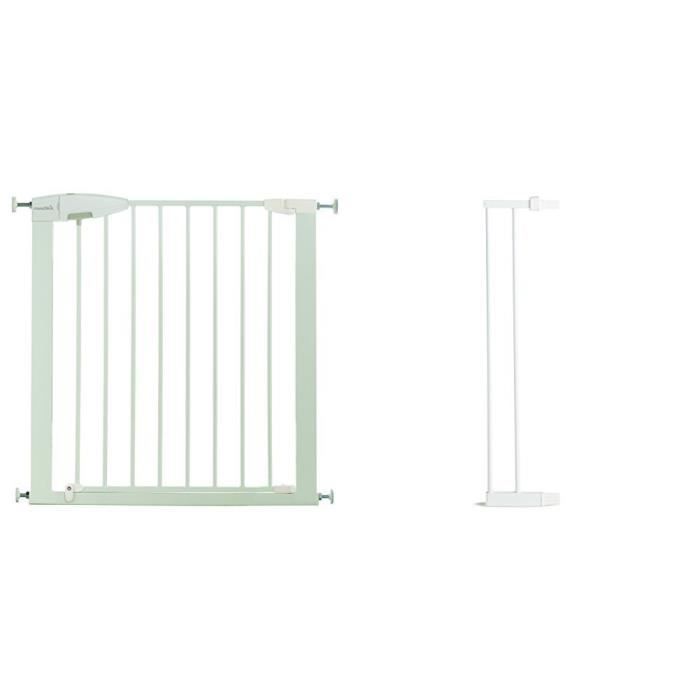 Munchkin Barrière de sécurité Easy Loc blanche avec extension (ouverture de 86 cm à 93 cm)