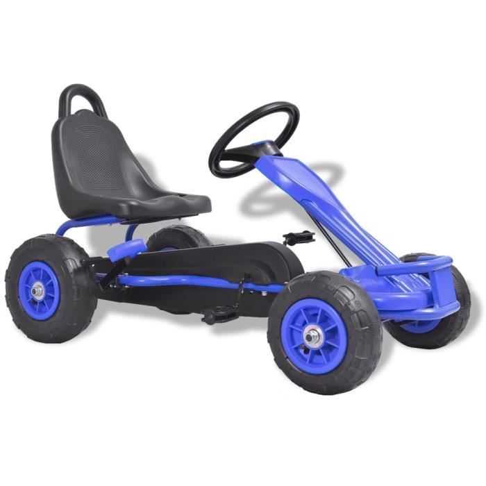 Kart à pédales Voiture Miniature Go-Kart Convient pour 4 à 8 ans avec pneus Bleu