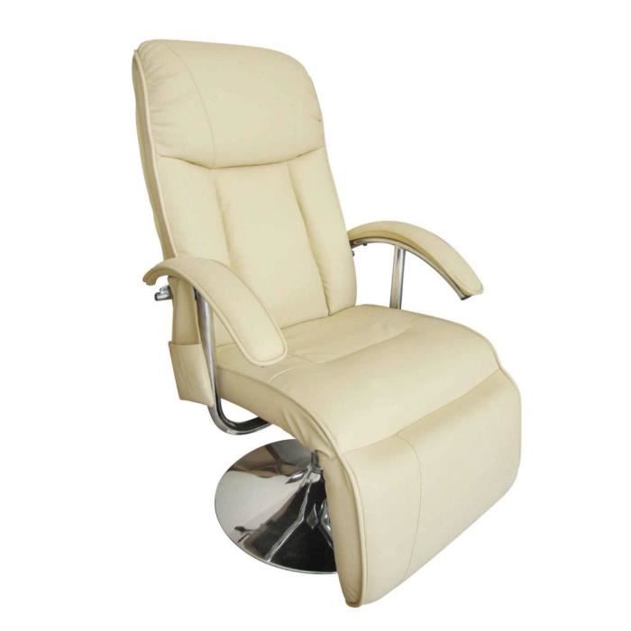 Fauteuil de massage électrique Cuir artificiel Crème Fauteuil canapé sofa relaxation massant