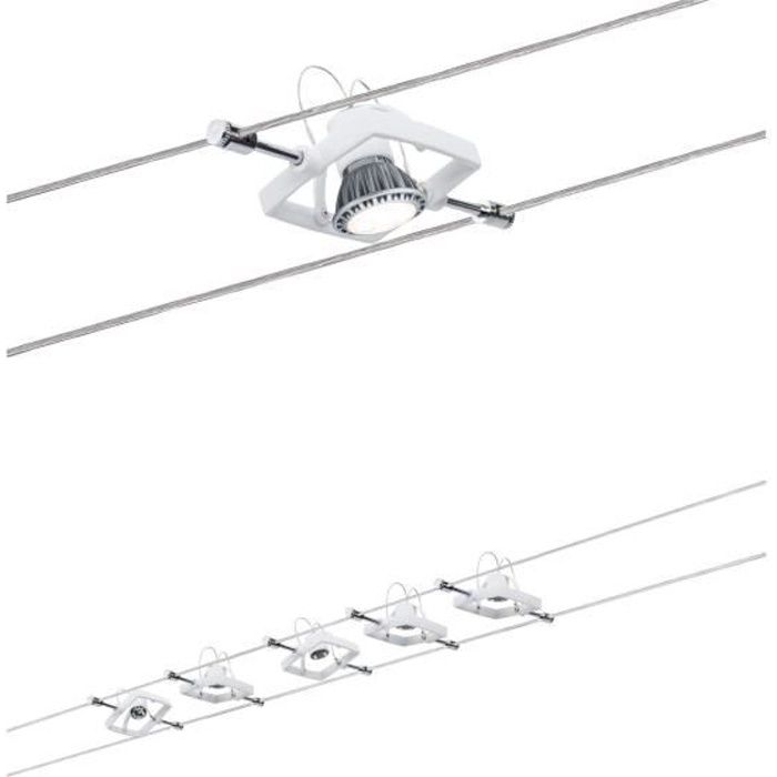 Paulmann 94134 Système de câbles Set Mac II, max. 5x10W, GU5,3 Blanc, 230/12V, 60VA, Métal