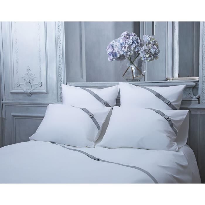 Housse de couette Bow Tie blanc percale 240x220 - Perle de Coton