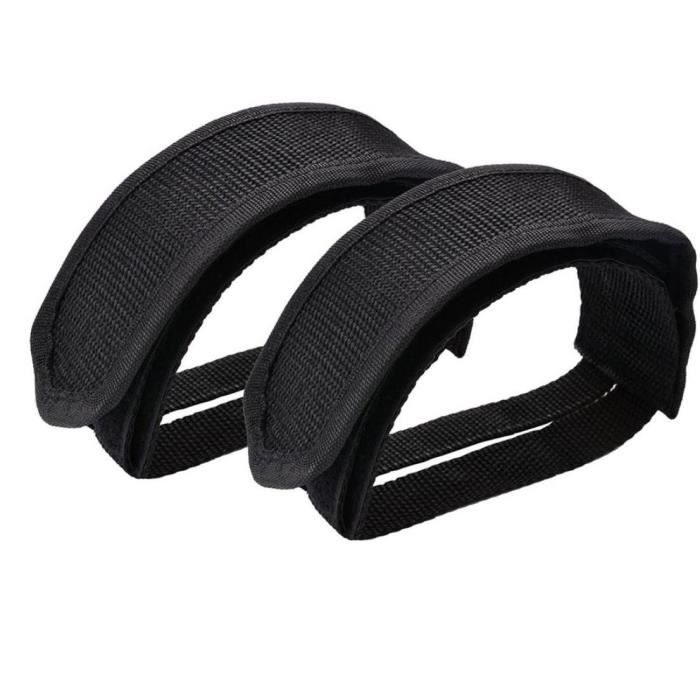 2pcs Pédale vélo sangles vélo Pédale sangles bande sangles Toe Clips pour Fixed Gear Bike Noir
