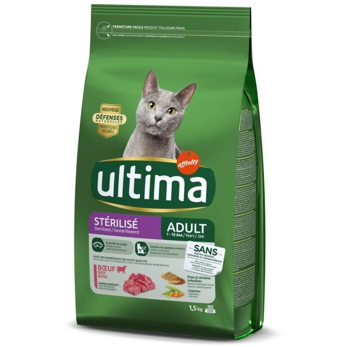 ULTIMA Croquettes au bœuf pour chat stérilisé - 1,5 kg