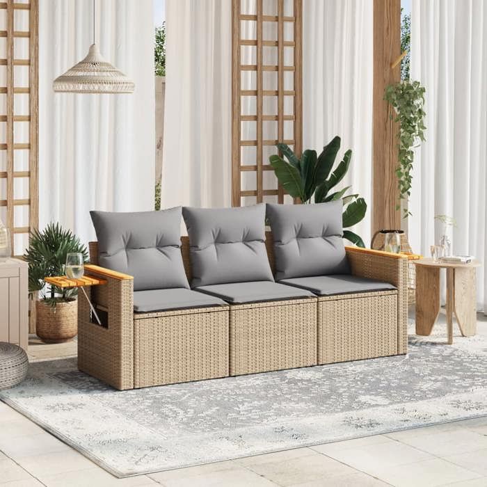 vidaXL 3 pcs salon de jardin résine tressée - vue 3