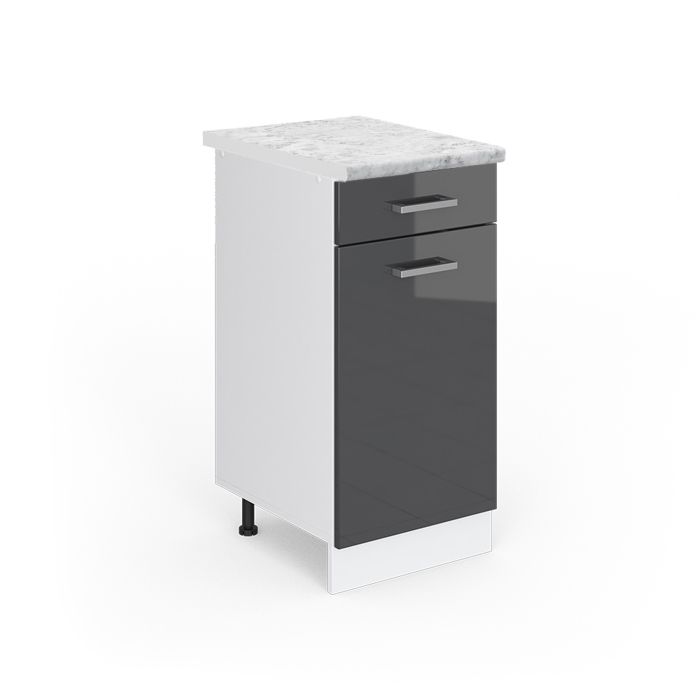 Meuble cuisine R-Line 40cm PT Marbre Anthracite Haute brillance/Blanc Vicco 29234