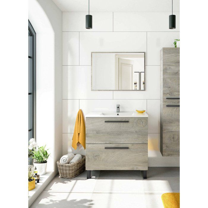 Meuble sous lavabo Douna - Dmora - Melaminè - Chêne 80x80h45 cm Meuble sous lavabo Douna - Dmora - Melaminè - Chêne 80x80h45 cm