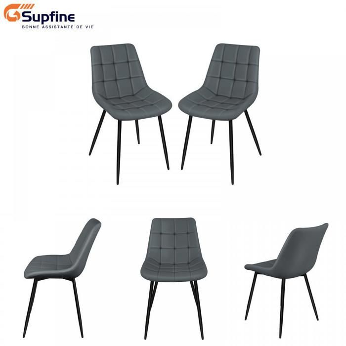 SUPFINE Chaise de cuisine salle à manger - Lot de 2 - fauteuil - chaise de salon - peut supporter un poids de 120kg - gris foncé