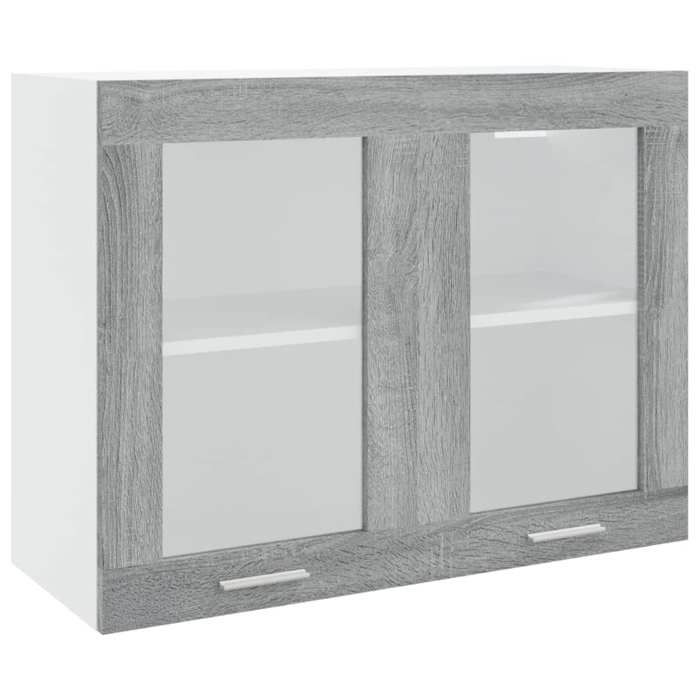Armoire en verre suspendue Meuble haut cuisine Sonoma gris Bois dingénierie 3592772 FrenchDays