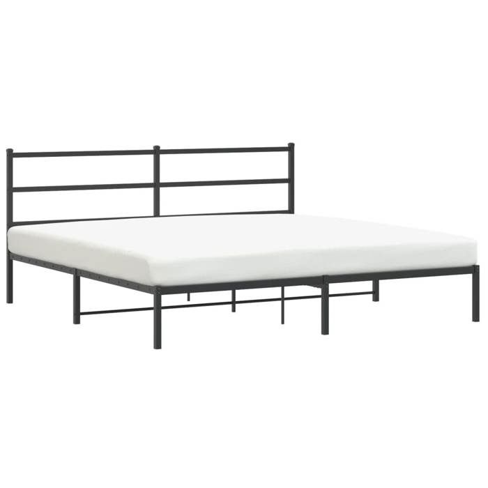 SALE 2025Cadre de lit métal - 2 places - et tête de lit noir 180x200 cm - Charge : 280 kg - CHILL34034