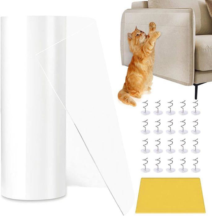 Comparer les prix de Protection anti-rayures pour canapé,chat,20 x 300 cm,avec 20 clous et spatules sans traces,film anti-rayures,protection contre les
