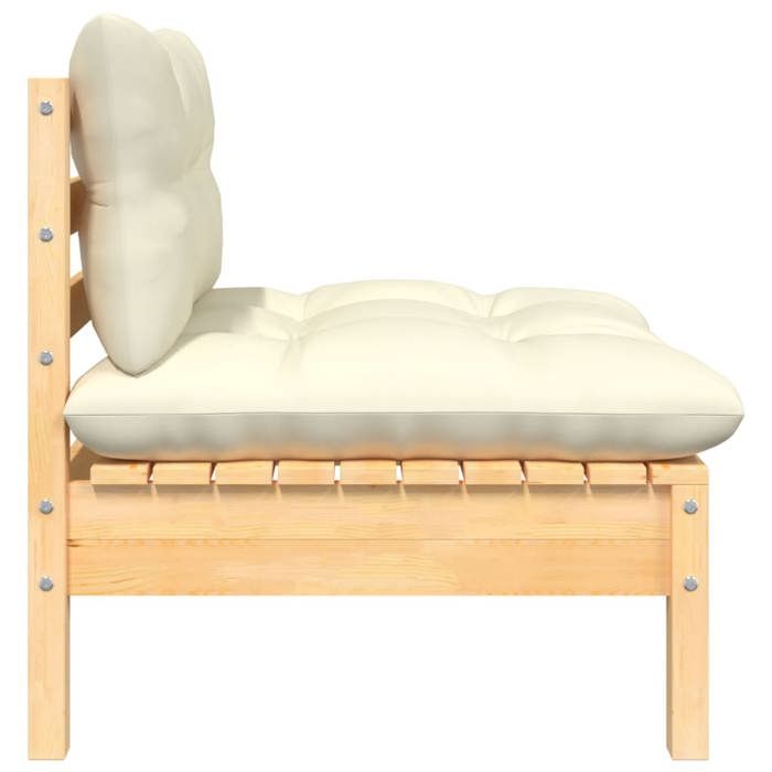 Bon plan Canapé central de jardin - JILI HOT - Canapé fixe/sofa Balcon avec coussins crème - Bois de pin massif Thome5477918