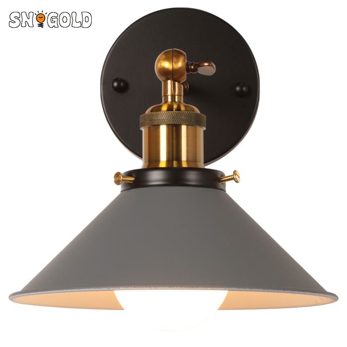 SNOGOLD Applique Murale Rétro Abat-jour Ø22cm Gris en Forme de Parapluie E27 Luminaire en Métal Vintage Plafonnier pour Couloir