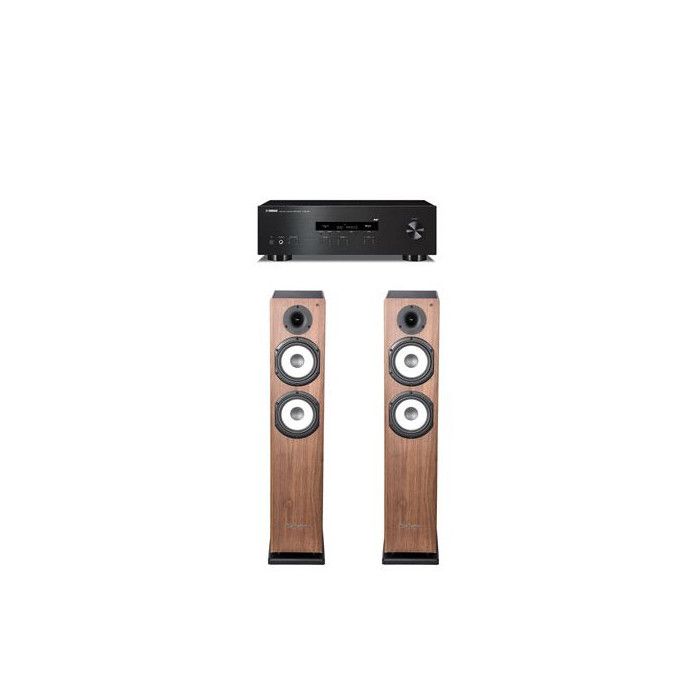 Amplificateur Yamaha R S202D + Paire d'enceintes colonne Cabasse Jersey MT322 Noyer - vue 3