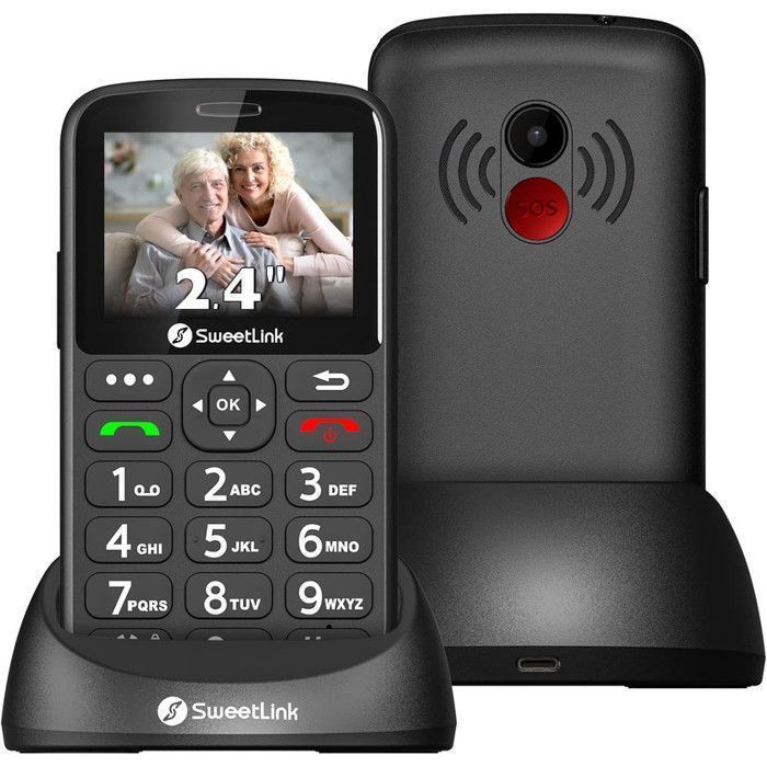 Téléphone Senior ALIGATOR V650 Avec Bouton SOS Et Localisateur GPS - Écran Grand, Clavier Large, Couleur Rouge
