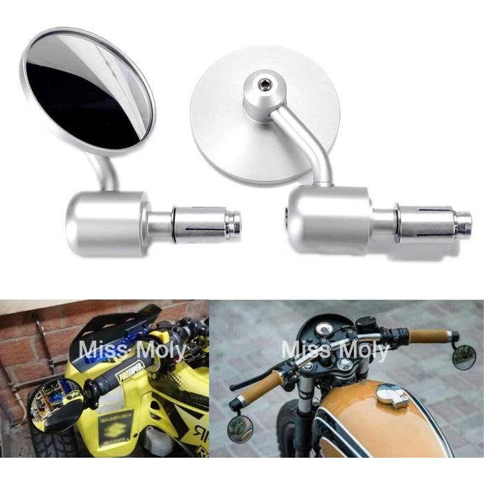 Guidon Moto Rétro 7/8" 22mm Argent - Barre Universelle Pour Yamaha Suzuki Kawasaki Honda