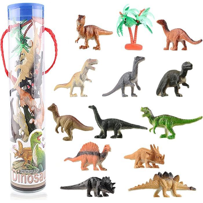 12 Mini Dinosaures Petits Jouets Dino pour Enfants Garçons & Filles - Anniversaires Pochettes Surprises Cadeaux Invités