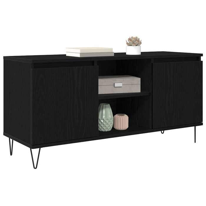 ABBO-SALE*Cabinet TV - Armoire de téléviseur - Chêne noir 104 x 35 x 50cm - Bois dingénierie SOL175181