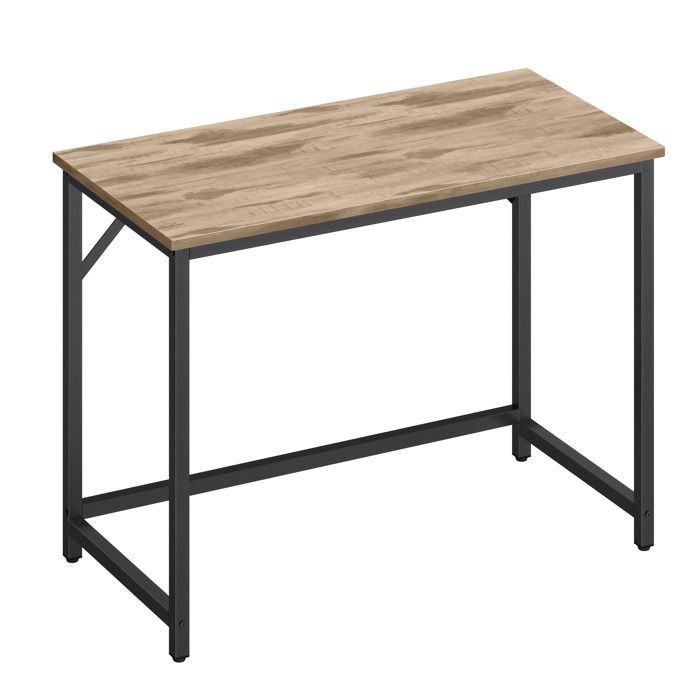 Bureau Table Poste de Travail pour Bureau Chambre 100 x 50 x 76 cm Style moderne basique Cadre en Métal Marron clair