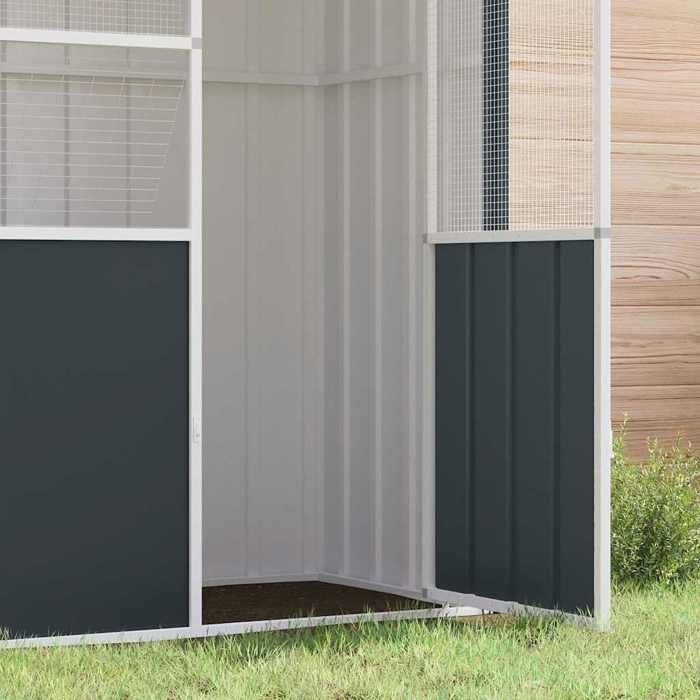 Cage à oiseaux en acier galvanisé - WIENS - 115x78x200 cm - Anthracite - Acier galvanisé - Cadre robuste