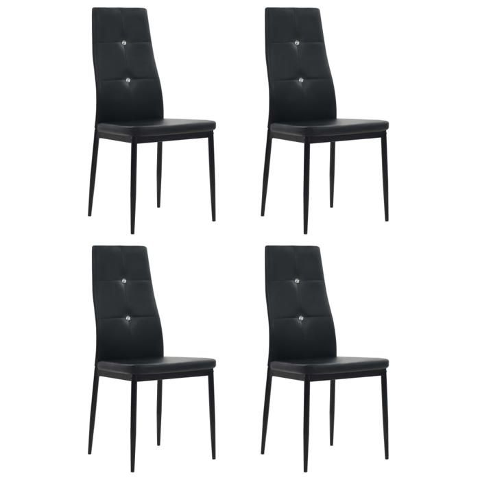Chaises à manger en similicuir - Happiness - Lot de 4 - Noir - 43x43.5x96 cm - Cuir artificiel - Cadre en bois Chaises à manger en similicuir - Happiness - Lot de 4 - Noir - 43x43.5x96 cm - Cuir artificiel - Cadre en bois