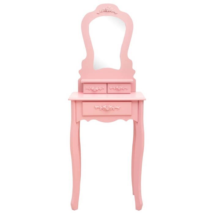 Rose Ensemble de coiffeuse chambre - SARAZYJ - Pour femmes - avec tabouret - Rose 50x59x136 cm Paulownia LL422