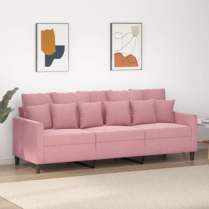 SALE 2026 Fauteuil/Chaise-Sofa Rose - Canapé à 3 places Rose 180cm Velours PRO428579599