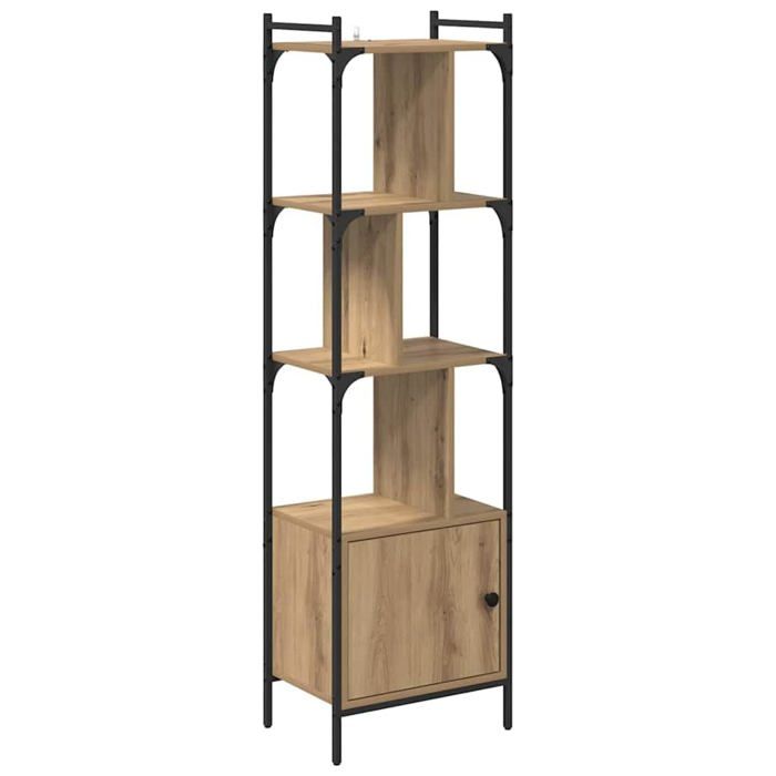 Bibliothèque moderne en chêne artisanal - vidaXL - 445x30x1545 cm - 6 étagères - 1 porte à charnières