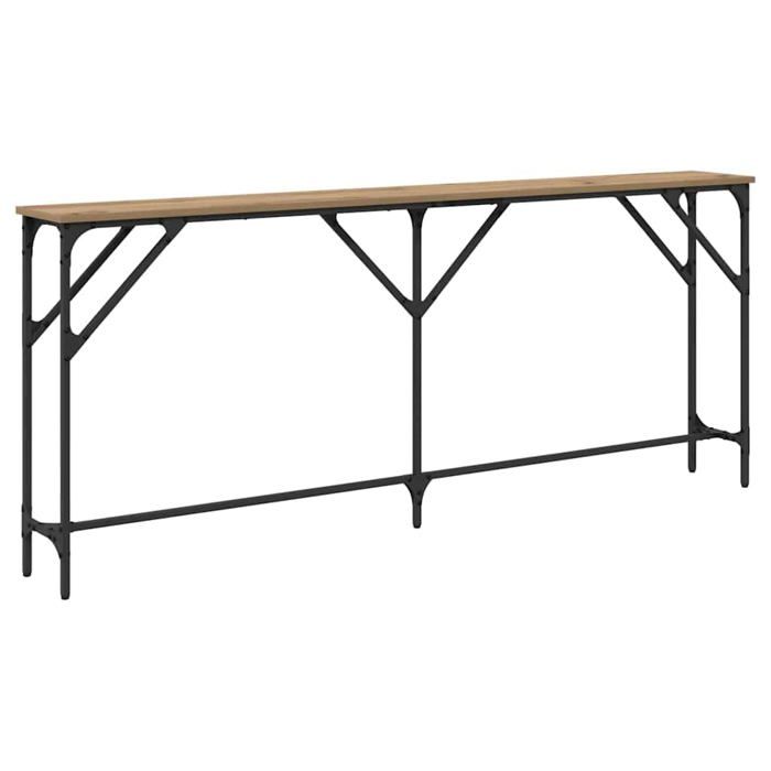 Table console industrielle - vidaXL - Chêne artisanal - 180x23x75 cm - Bois aggloméré et métal - Style urbain